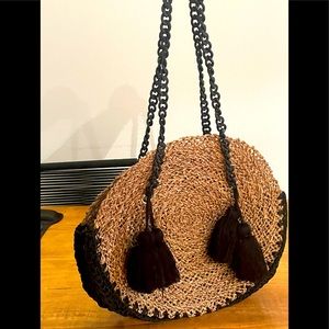 Straw bag made/bought in Greece.Perfect medium size, chains are real/substantial